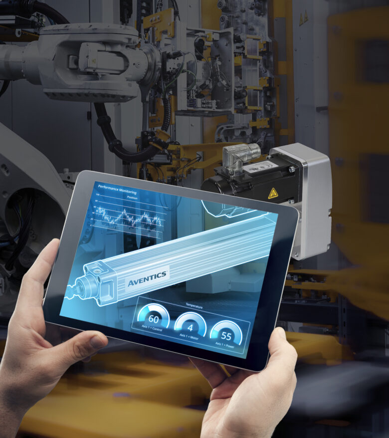 Tablet showing Emerson's electric actuator metrics