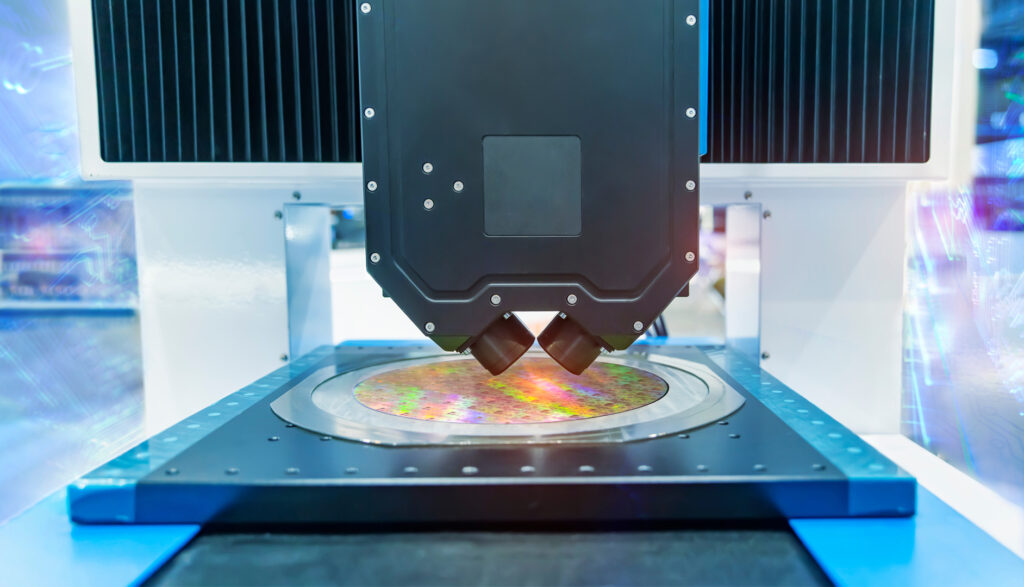 silicone wafer under the microscope,integrated circuits to manuf