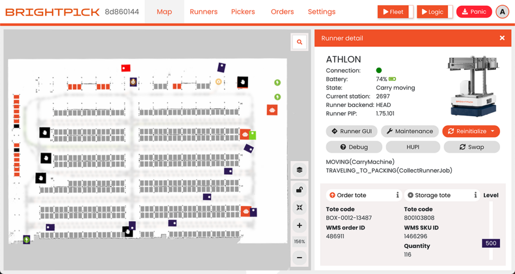 A screenshot of the Brightpick Intuition user interface.